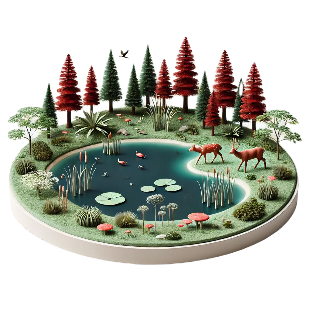 Illustrated woodland ecosystem